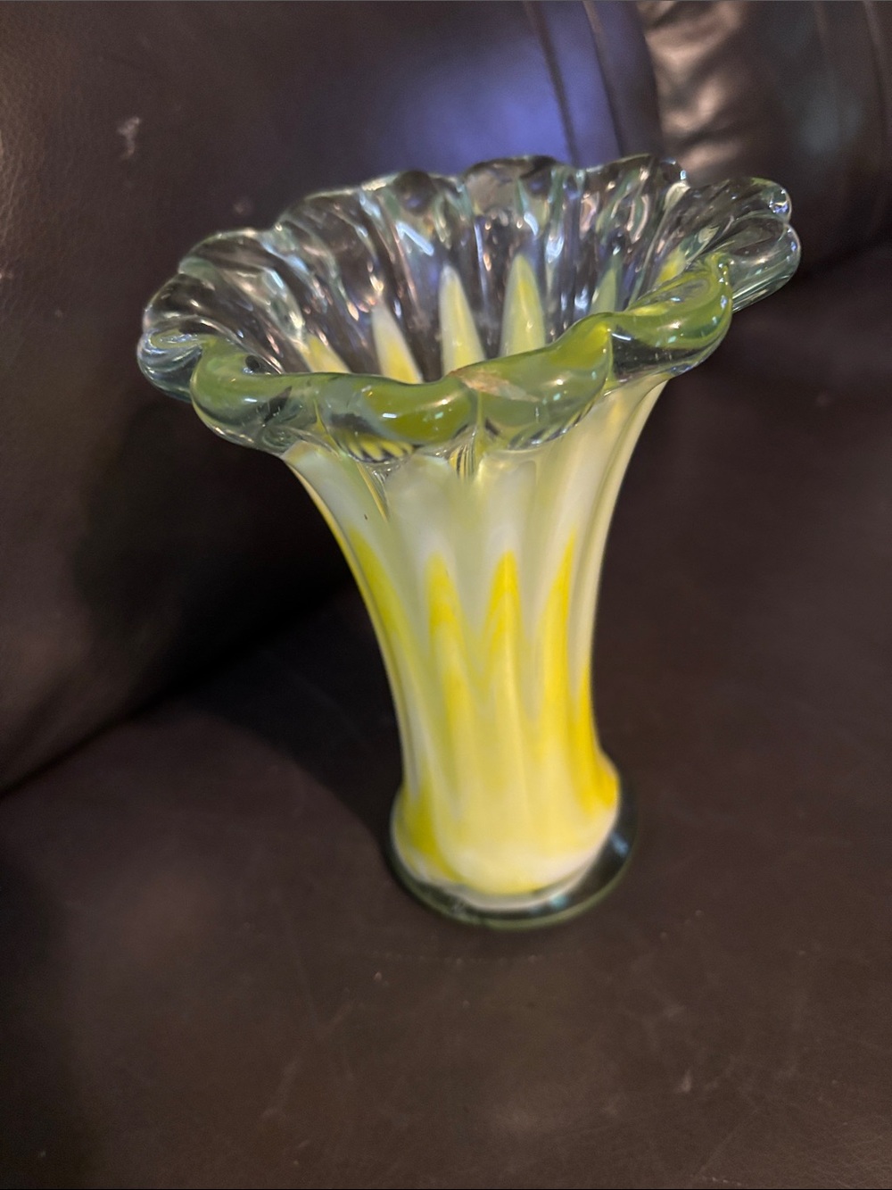 Handblown Yellow and White Art Glass Vase - Home Accents - Picture 3 of 5